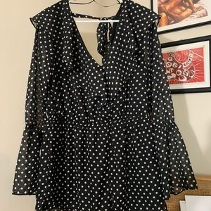 Polka dot long sleeve romper
